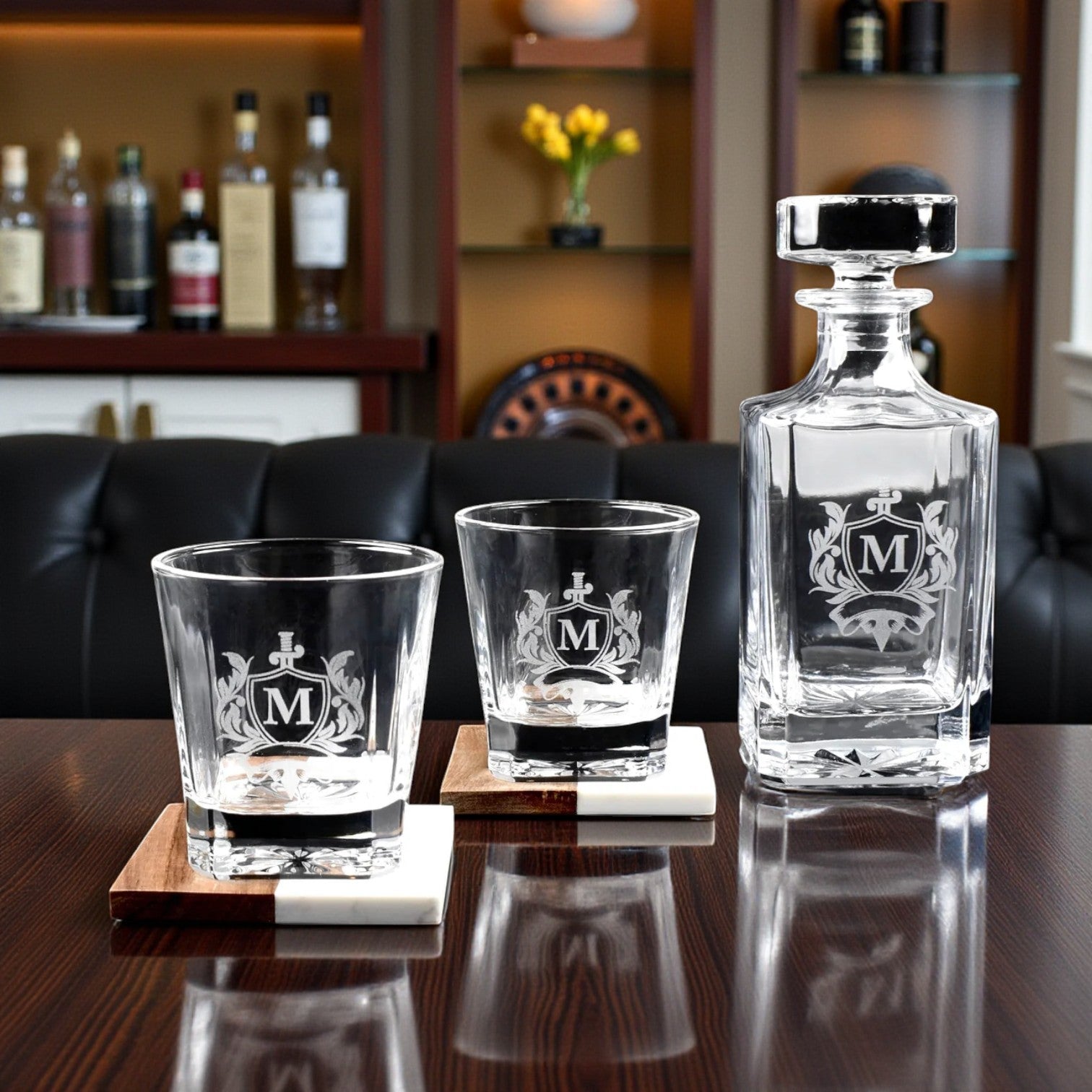 Custom Engraved Whiskey Decanter Set