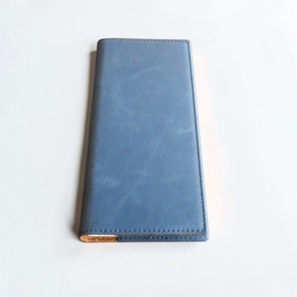  Indigo leatherette tally book cover with black engraving