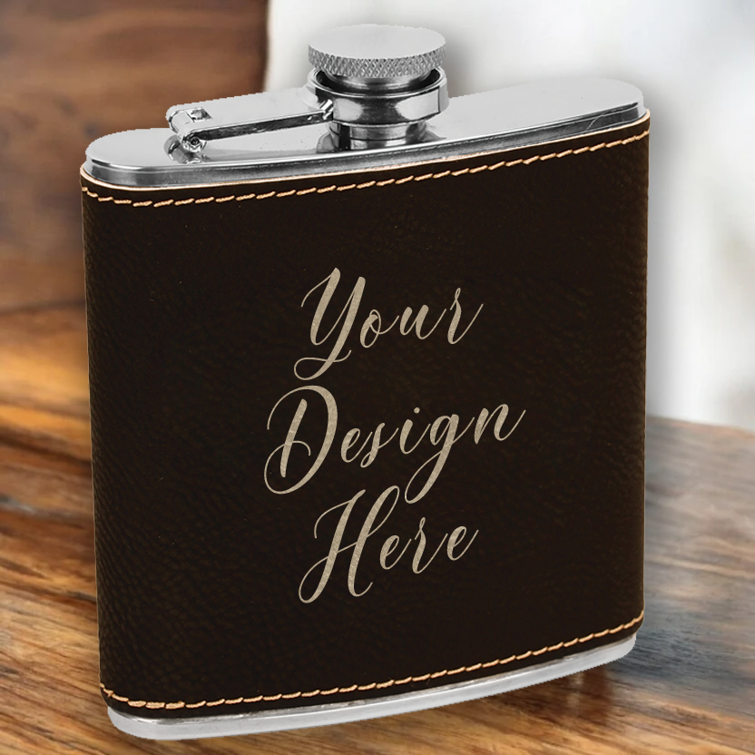 Custom engraved Custom Engraved Leatherette Flask by Laser & Build Boutique