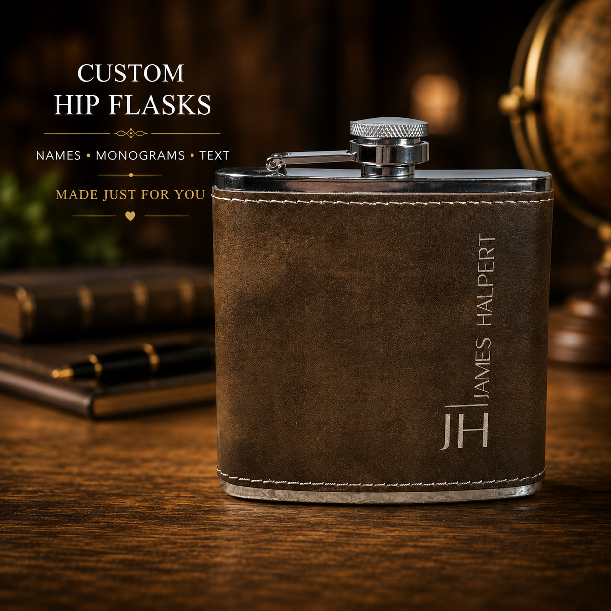 Custom Engraved Leatherette Flask