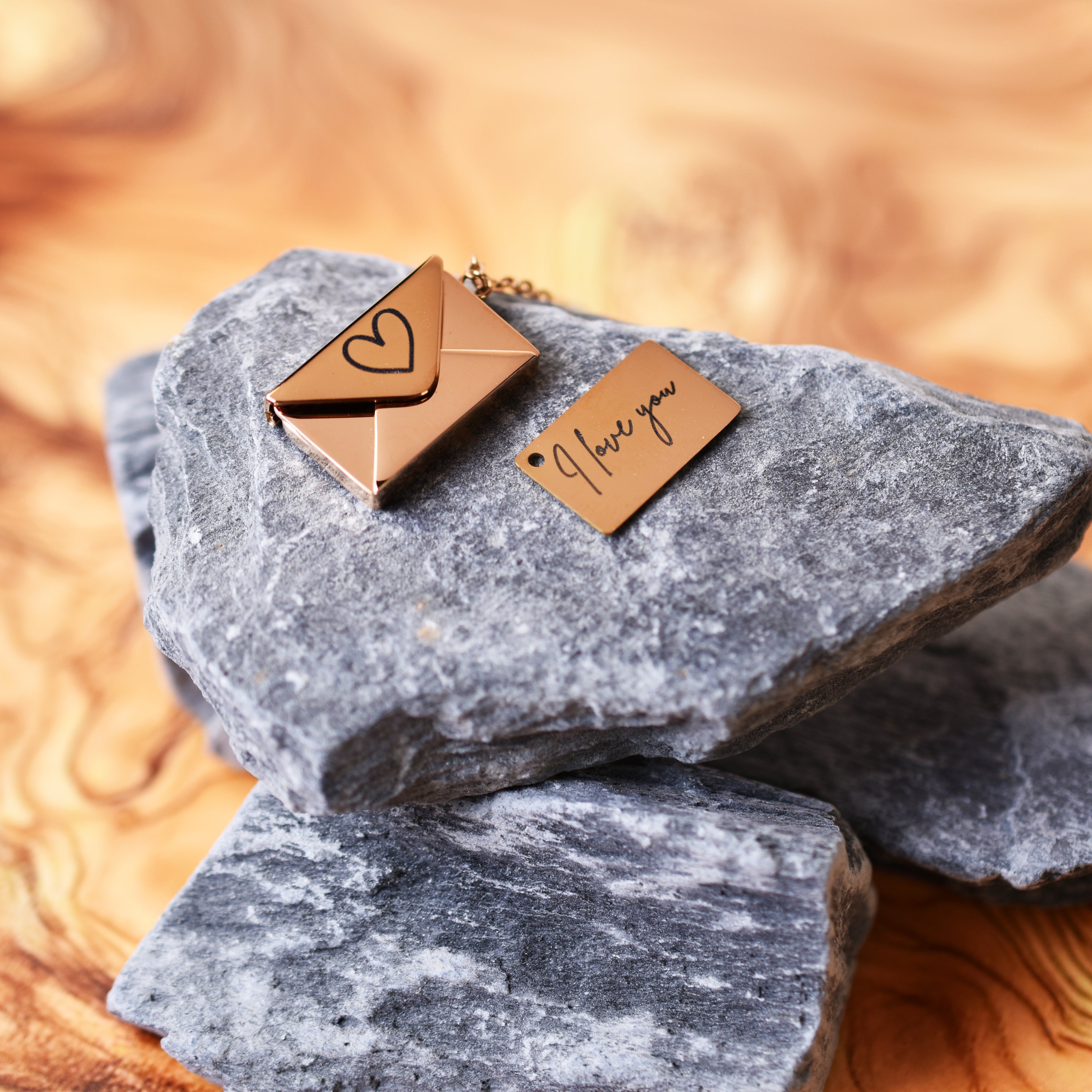 Custom Engraved Secret Letter Envelope Necklace
