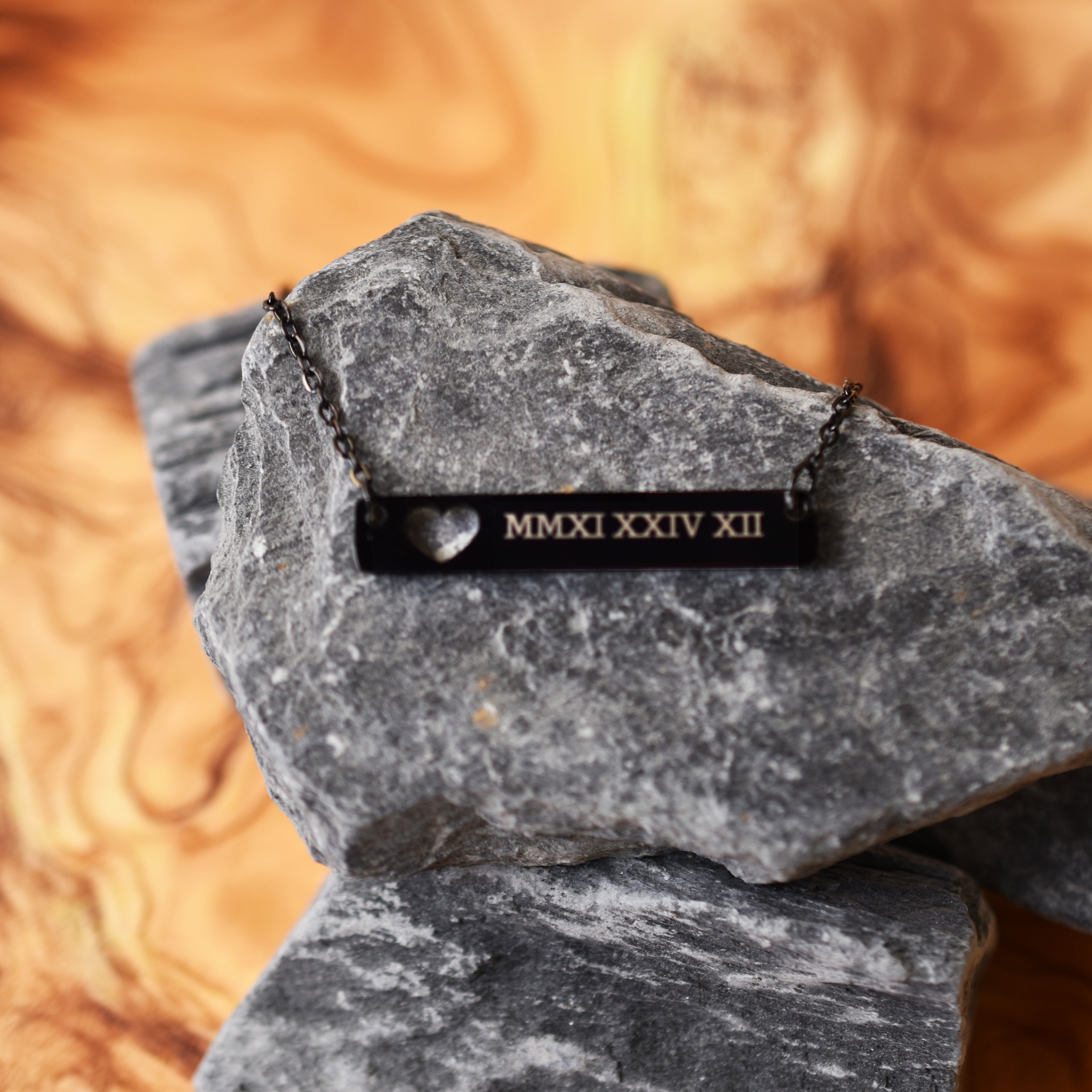 Custom Stainless Steel Bar Necklace with Heart Cutout