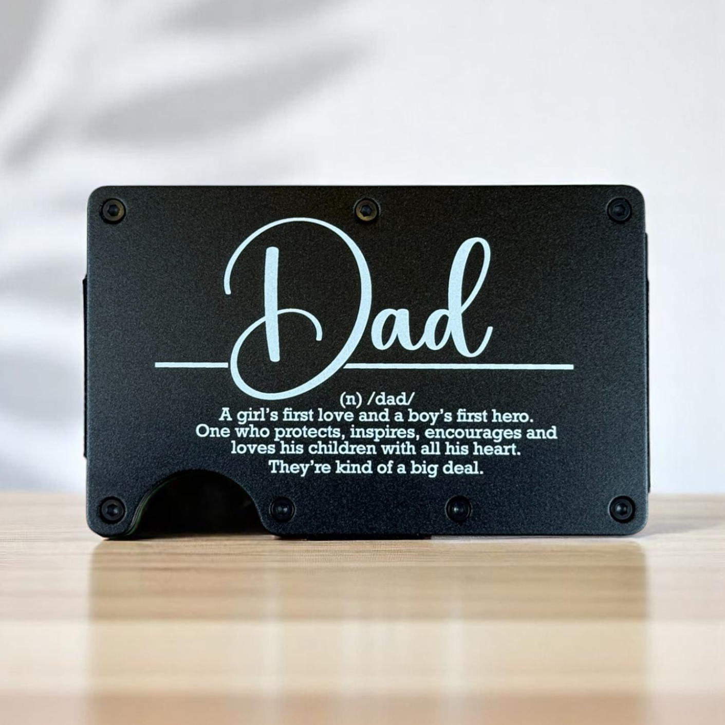 Engraved RFID-Blocking Wallet for Dad – Slim Minimalist Card Holder with Clip