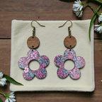 Custom engraved Floral Daisy Acrylic Earrings with Wood Accent by Laser & Build Boutique