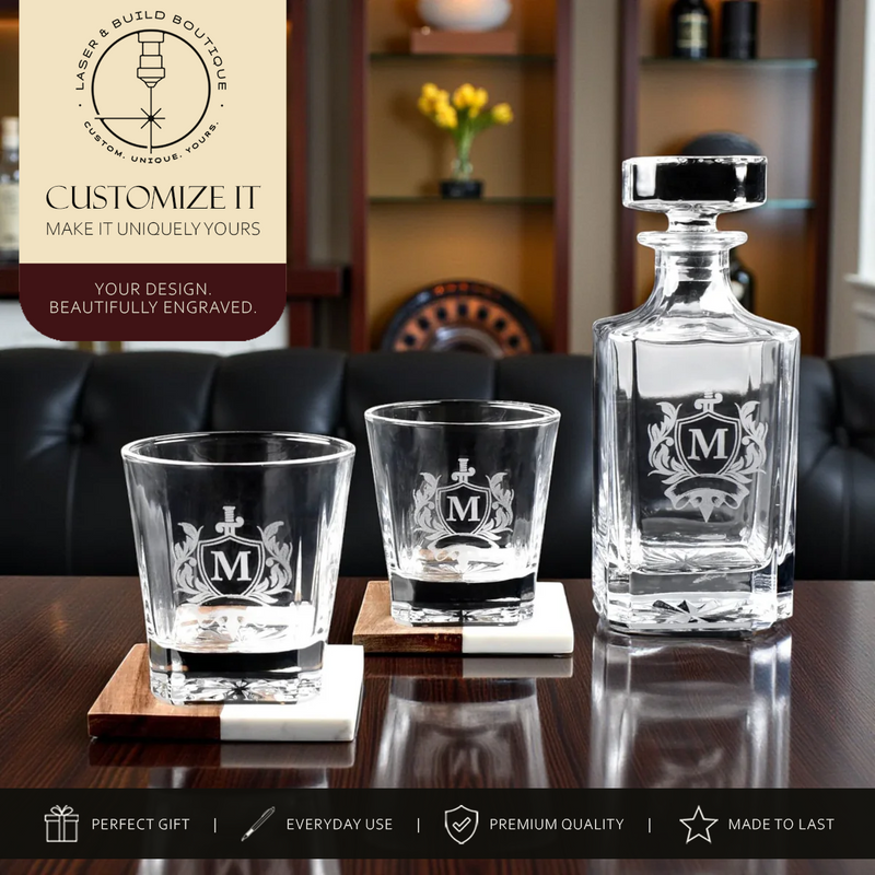Personalized Whiskey Decanter Set | Custom Engraved Gift Set