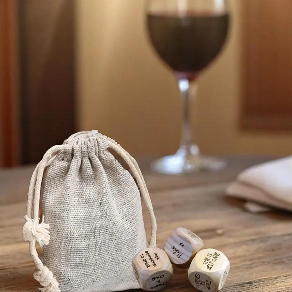The Sip Set – Engraved Wooden Wine Dice Game