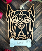 Line Art Dog Ornament – 108 Breeds with Optional Name Bone