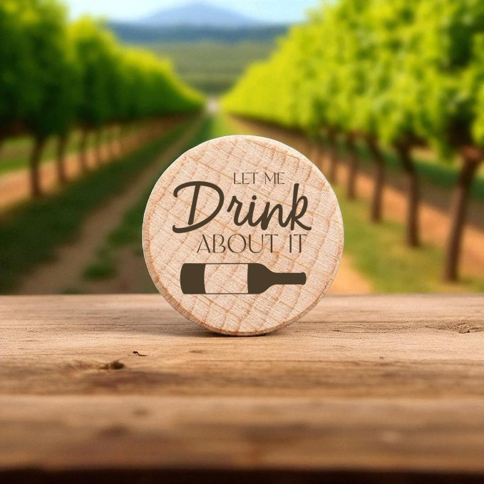 Personalized Wooden Wine Bottle Stoppers – Natural, Black, or Pink