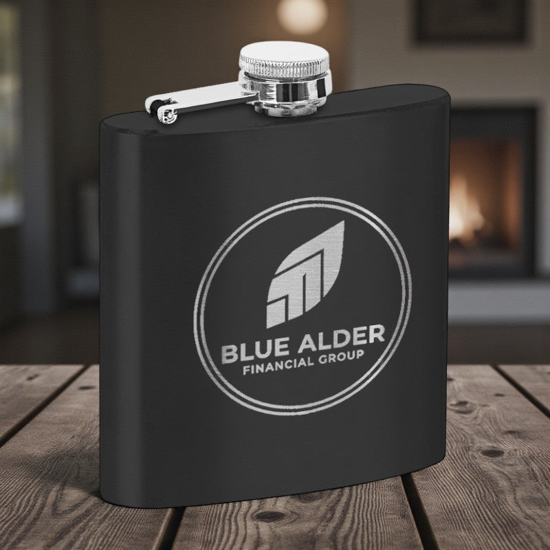 Custom Engraved Matte Black Stainless Steel Flask