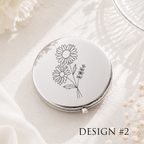 Engraved Birth Month Flower Compact Mirror