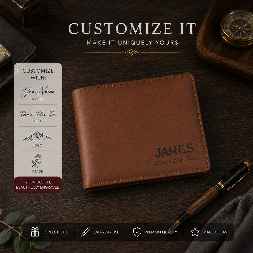 custom wallet personalized with laser engraving