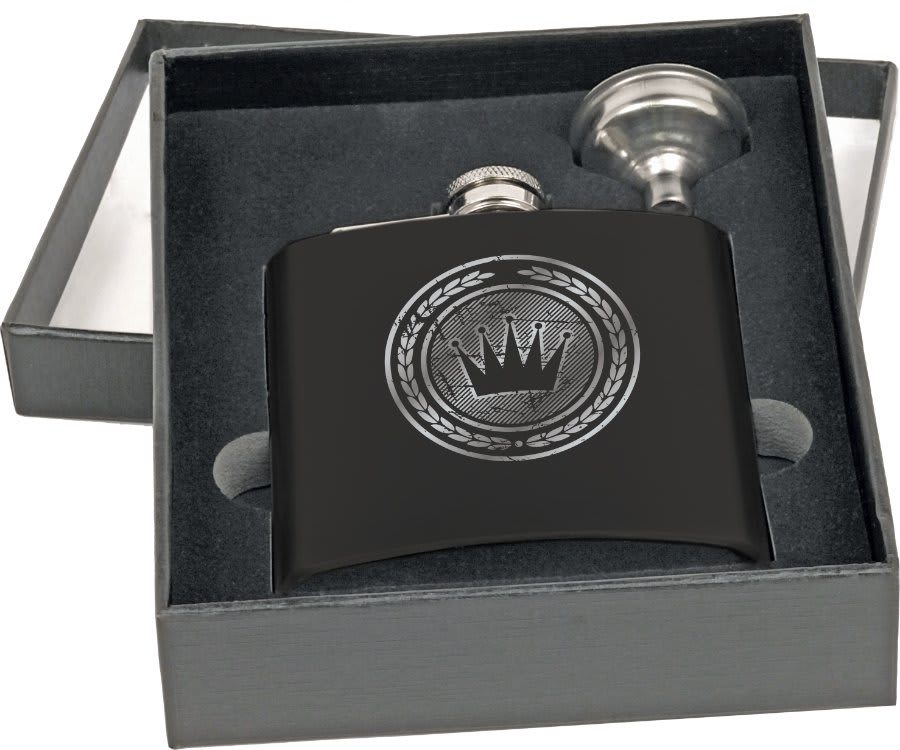 Custom Engraved Matte Black Stainless Steel Flask