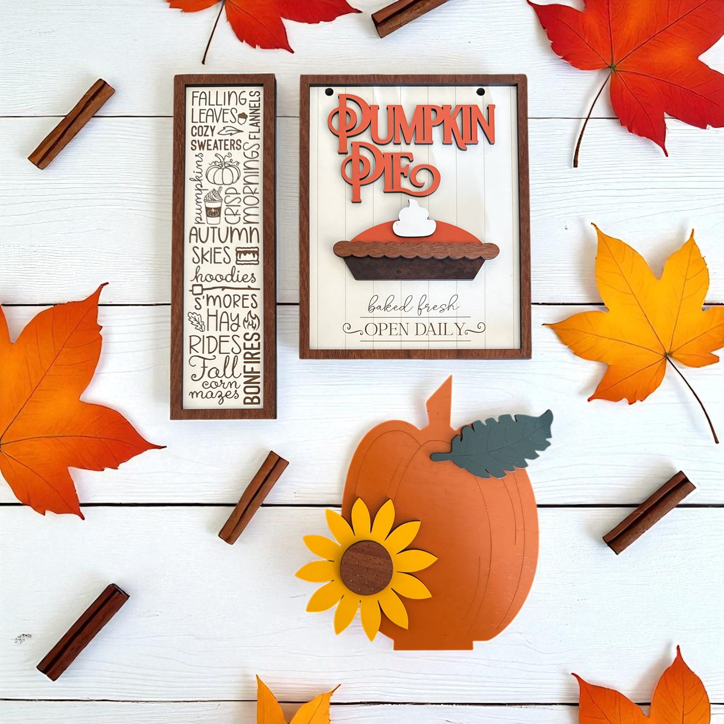 Pumpkin Pie Fall Interchangeable Sign Set for Wooden Post