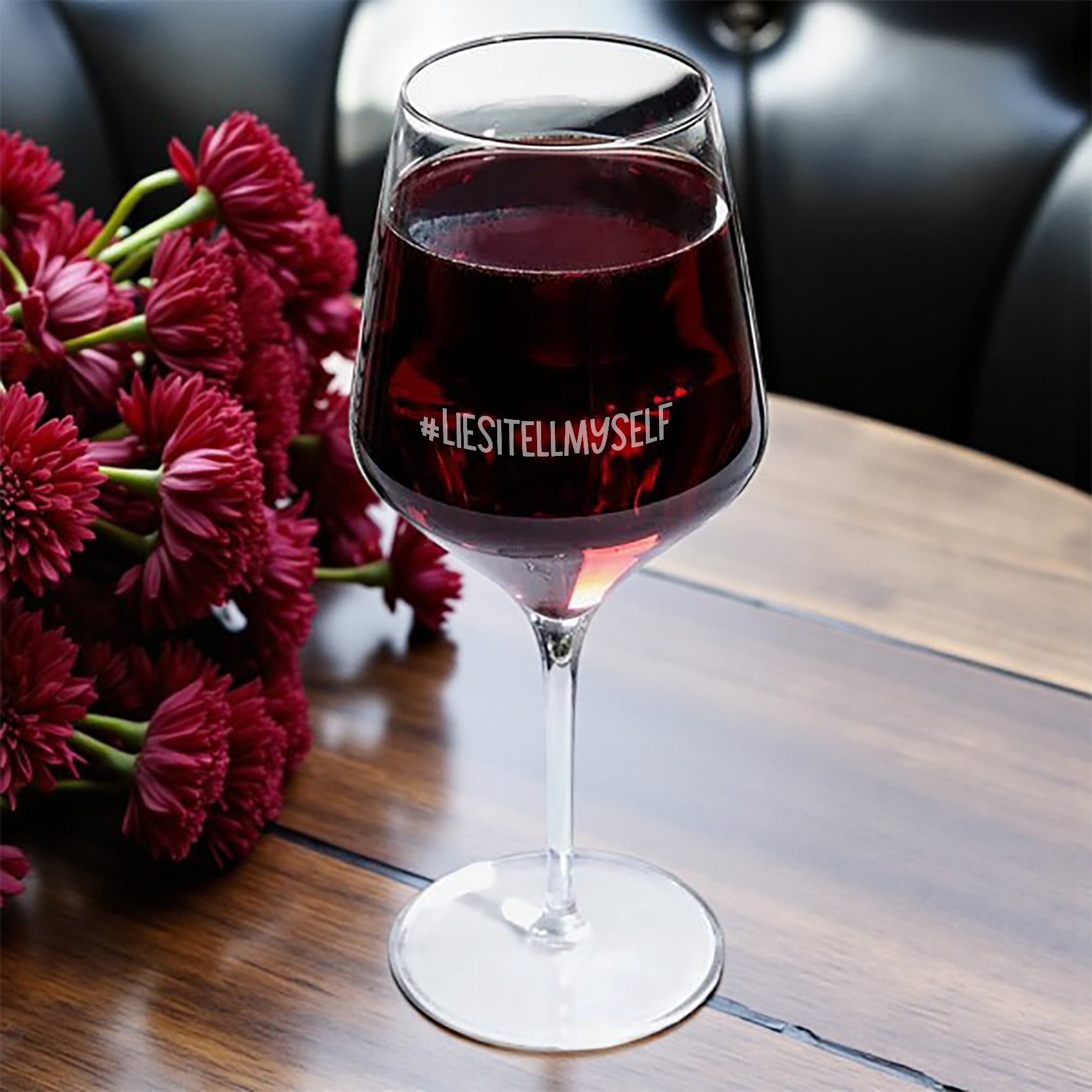 Two-Sided Snarky Wine Glass | “This Is My First Glass” + “#liesitellmyself”