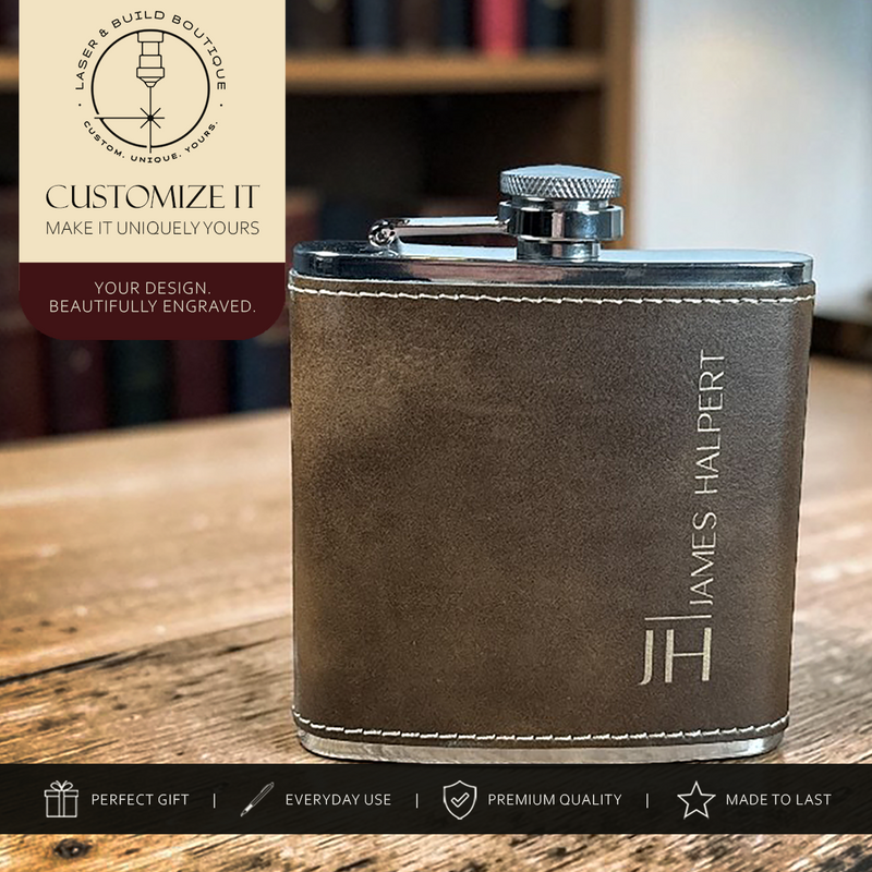 Custom Engraved Leatherette Flask