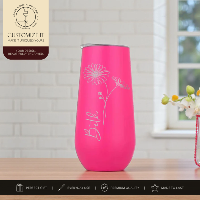 Engraved Champagne Flute | Personalized Affirmation Tumbler