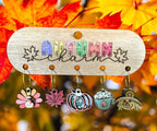 Autumn-Inspired Wood Wine Glass Charm Set