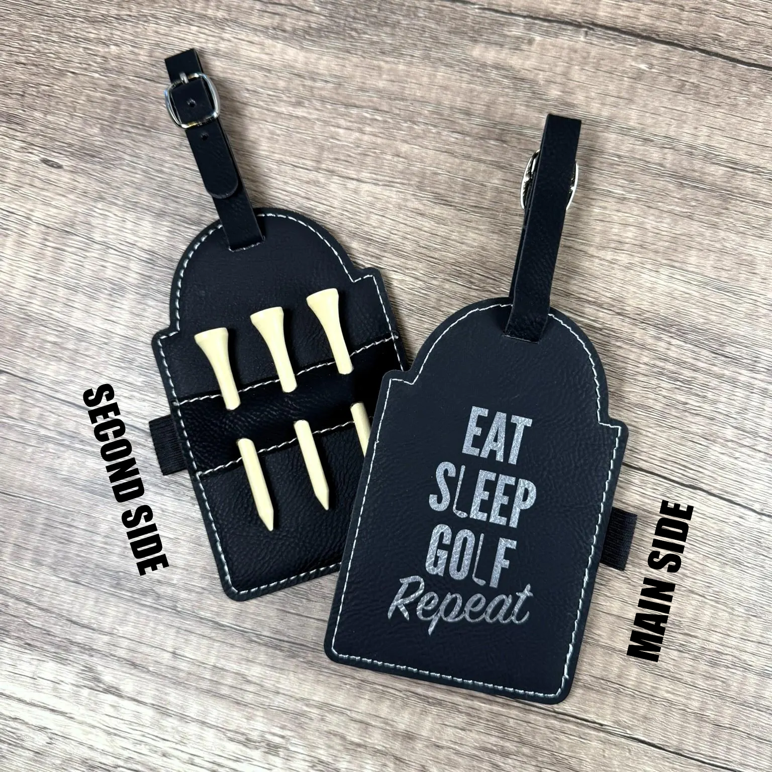 Custom Engraved Leatherette Golf Tee Holder