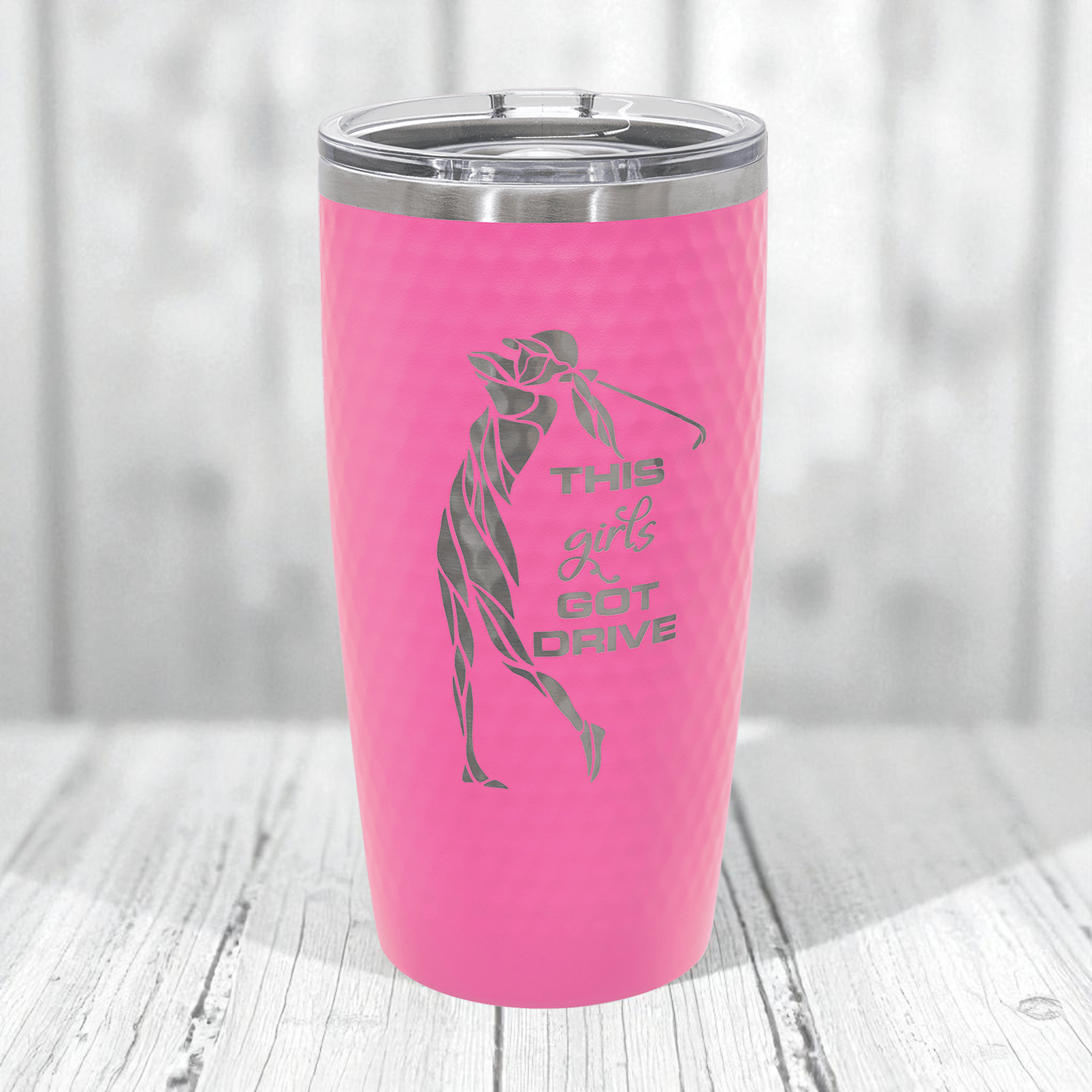 Dimpled Golf Ball Engraved Tumbler | 20oz Polar Camel Stainless Steel Cup with Golf Texture, Custom Laser Engraved Gift