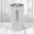 Dimpled Golf Ball Engraved Tumbler | 20oz Polar Camel Stainless Steel Cup with Golf Texture, Custom Laser Engraved Gift