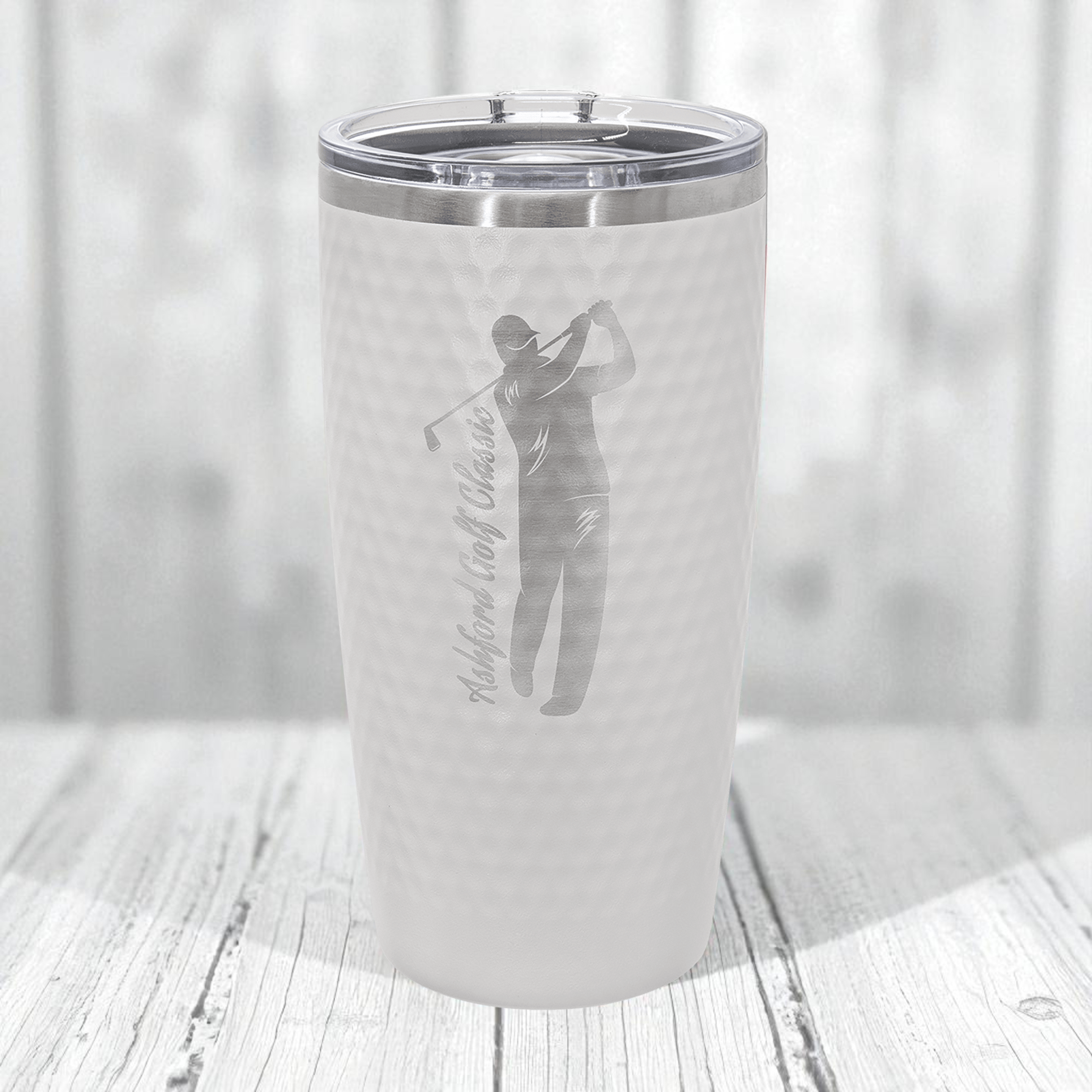 Dimpled Golf Ball Engraved Tumbler | 20oz Polar Camel Stainless Steel Cup with Golf Texture, Custom Laser Engraved Gift