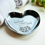 Engraved Stainless Steel Heart Trinket Dish – Friendship Gift “Good Friends Are the Treasure”