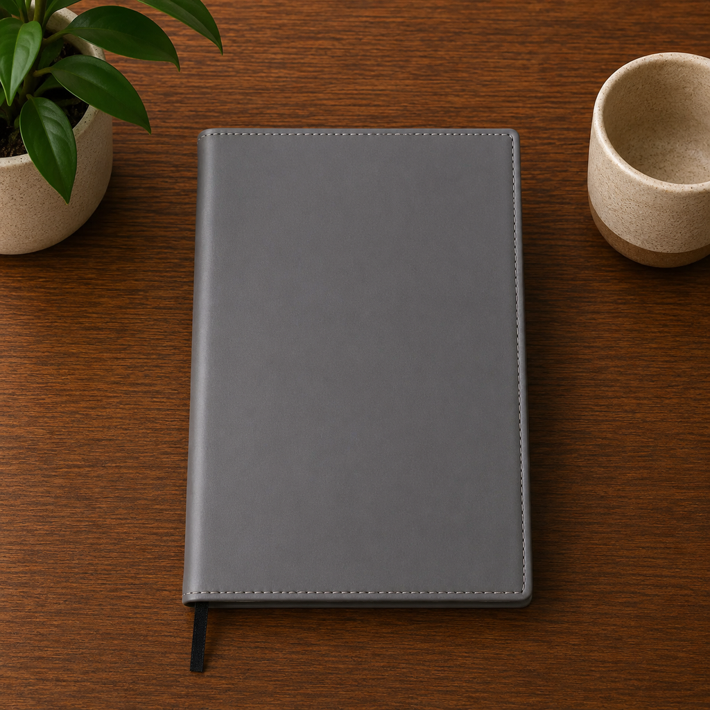 custom notebook with grey Laserette cover