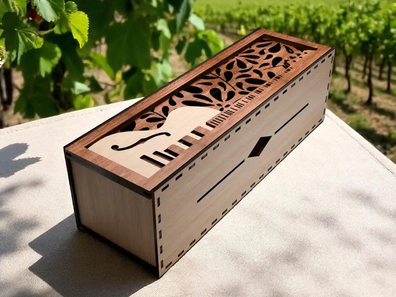 Elegant Laser-Cut Wooden Wine Gift Boxes
