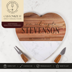Personalized Charcuterie Board | Heart Marble & Acacia