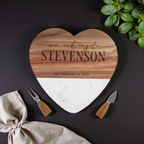 Limited Edition Heart-Shaped Marble & Acacia Serving Board Set