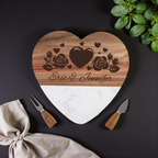 Limited Edition Heart-Shaped Marble & Acacia Serving Board Set