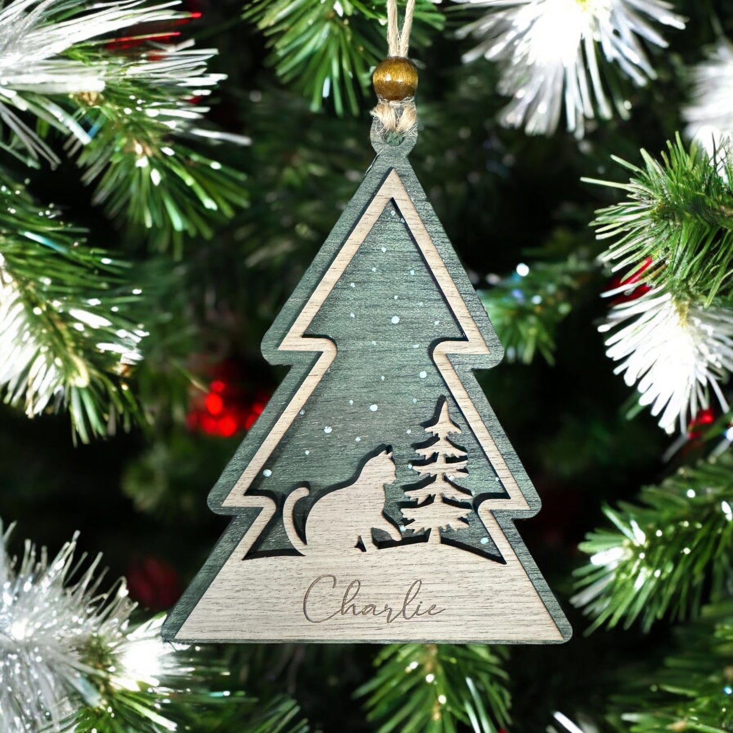 Personalized Christmas Tree Cat Ornament