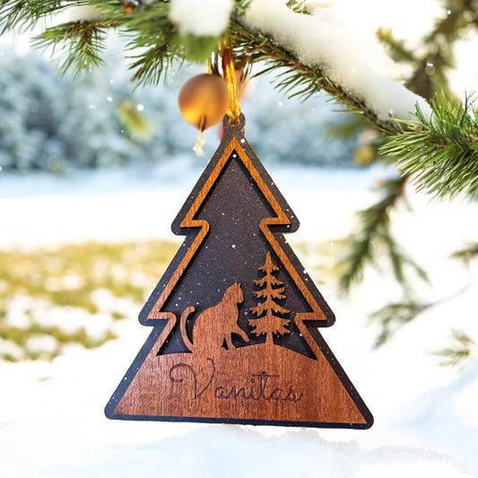 Personalized Christmas Tree Cat Ornament