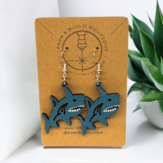 Wooden Shark Earrings