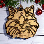 Line Art Cat Ornament – 45 Breeds with Optional Name Fish