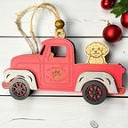 Dog in Red Truck Personalized Christmas Ornament | 52 Breed Options