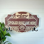 Personalized Dog Leash Holder Wall Sign | Custom Wood Pet Leash Holder