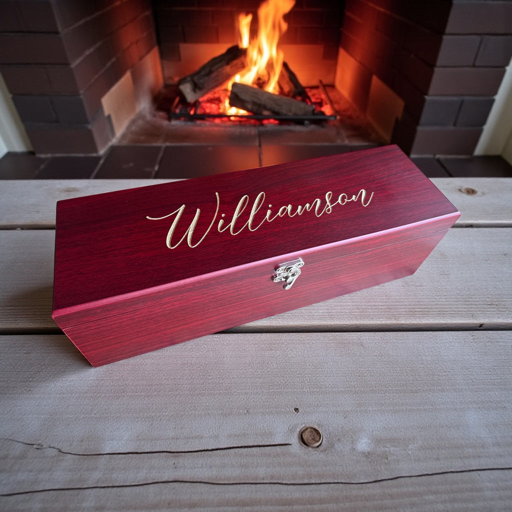 Custom Engraved Rosewood Wine Gift Box with Tools