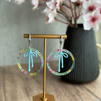 Acrylic Hoop Earrings with Draped Bow Charm