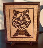 Personalized Cat Portrait - Wood Line Art Decor - 46 Breeds with Optional Name Fish or Winged Paw