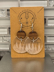 Winter Theme Acrylic and Wood Earrings