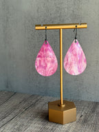 Pearl Acrylic Teardrop Earrings with Resin Coating