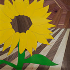 Sunflower Intarsia-Style Wood Art | One-of-a-Kind Framed Hardwood Piece