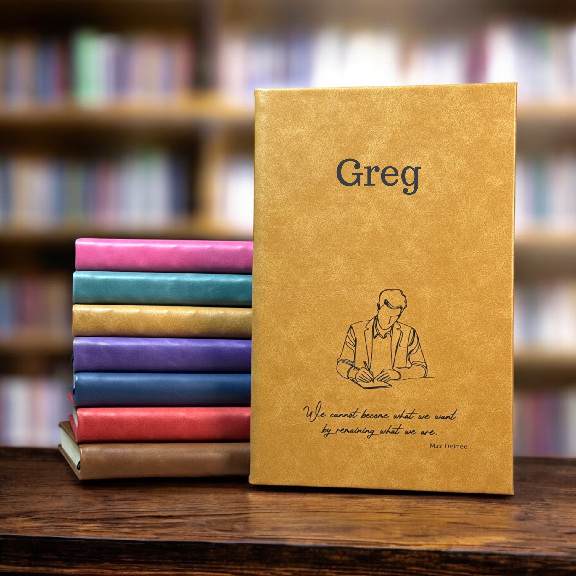 Personalized Quote Journal – Custom Engraved Leatherette Notebook