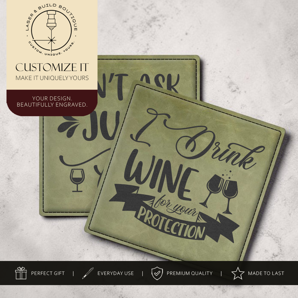 Custom Engraved Leatherette Coasters