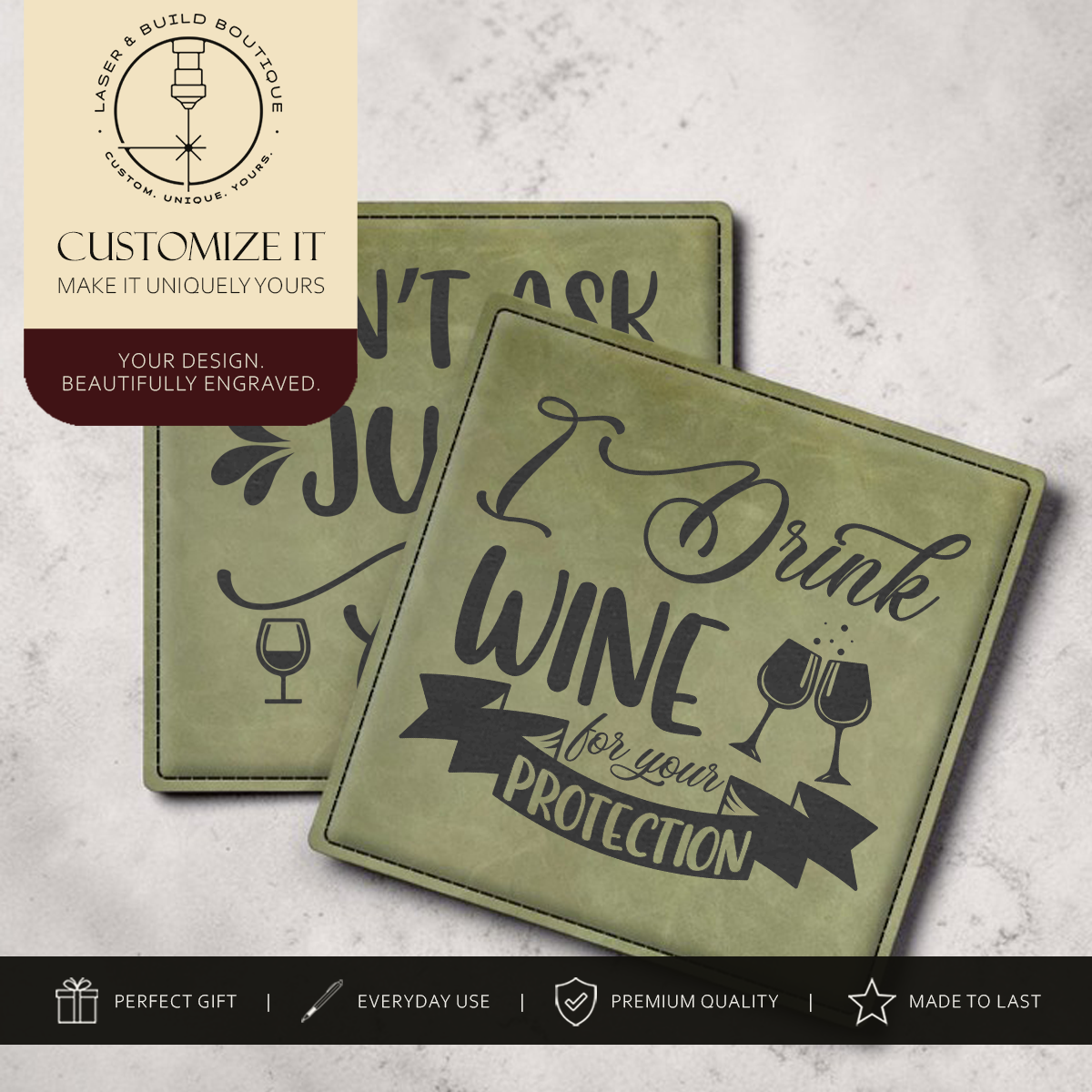 Custom Engraved Leatherette Coasters