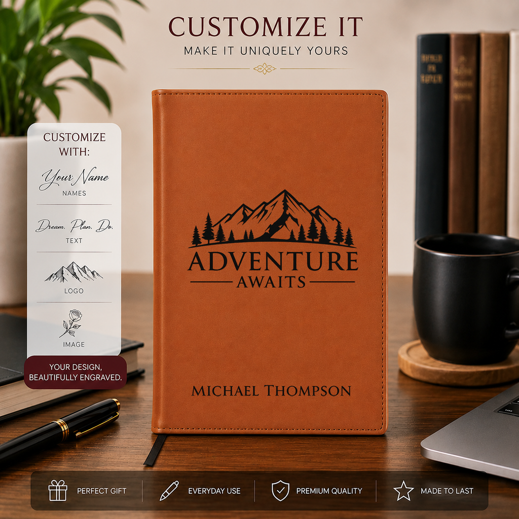 custom notebook with engraved Laserette cover