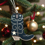 Western Boot Ornament with Engraved Leatherette