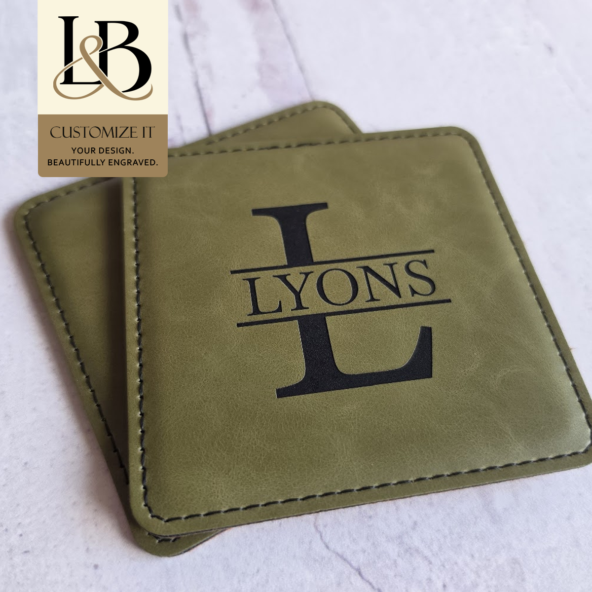 Personalized Leatherette Coasters | Set of 4