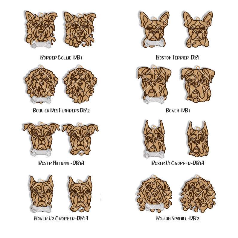 Line Art Dog Magnet - 108 breeds with optional name bone